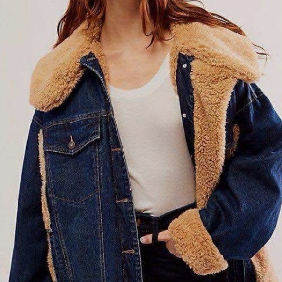 Free People Holly Sherpa Denim Jacket Women’s M - Picture 4 of 8